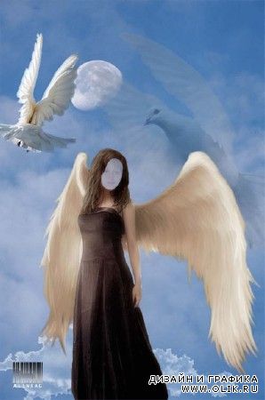 Романтический шаблон - Ангел с голубями!
