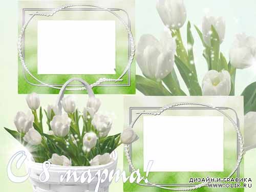 Рамка для фото к 8 марта - Белые тюльпаны