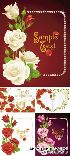 Roses Postcards Vector