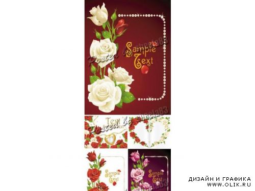 Roses postcards vector