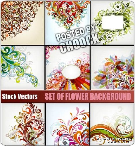 Векторный клипарт: Коллекция цветочных фонов | Set of flower background