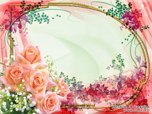 Рамка для фотошопа праздничная с розами