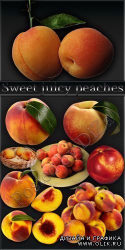 Sweet juicy peaches - сладкие сочные персики - клипарт png