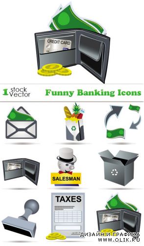 Funny Banking Icons Vector