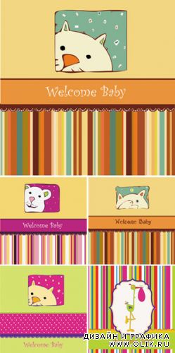 Baby Birth Announcement Cards Vector