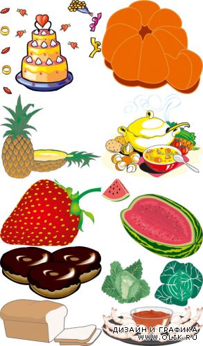 Vector Cliparts - Food & Fruits