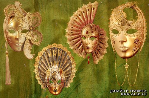 Клипарт - Золотые карнавальные маски