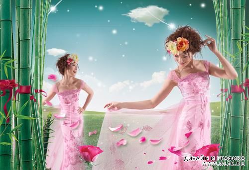 Исходники для фотошопа -  Платье из роз