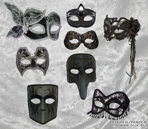 Клипарт - Черные карнавальные маски