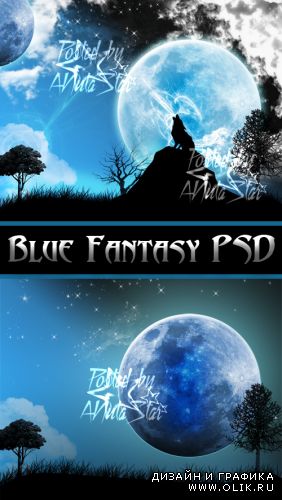 Фэнтези PSD-исходник   Blue Fantasy PSD