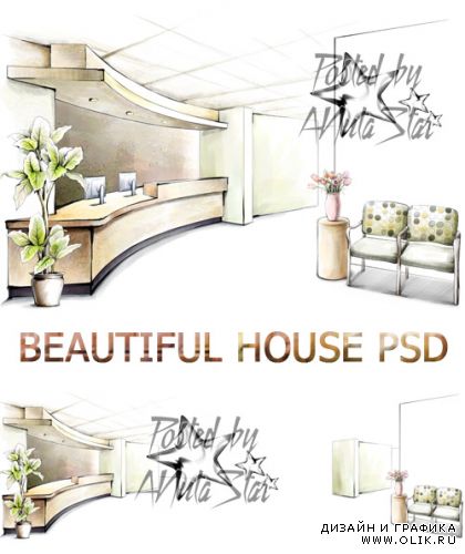 Красивый дом PSD-исходник  Beautiful house PSD