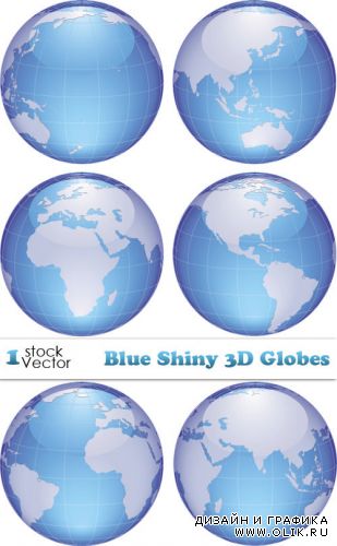 Blue Shiny 3D Globes Vector