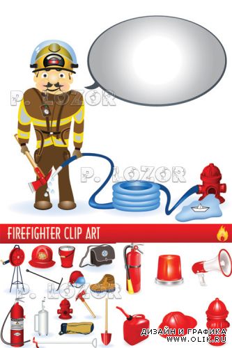 Firefighter vector cliparts