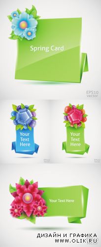 Banners With Spring Flowers Vector