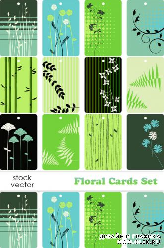 Векторный клипарт - Floral Cards Set