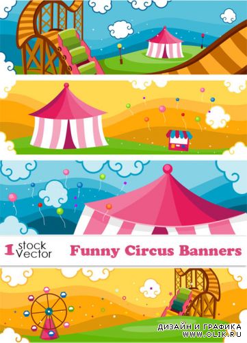Funny Circus Banners Vector