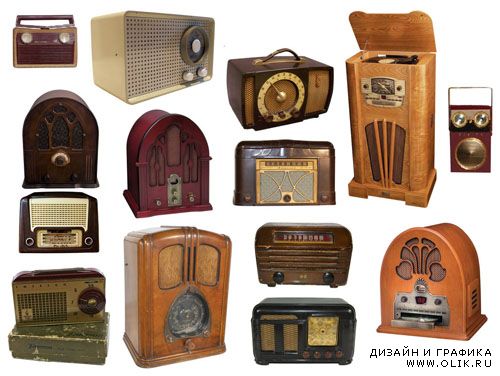 PSD Клипарт - Старинные радио