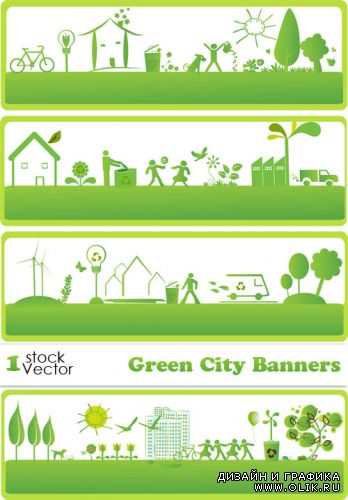 Green City Banners Vector