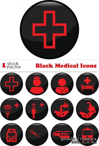 Black Medical Icons Vector