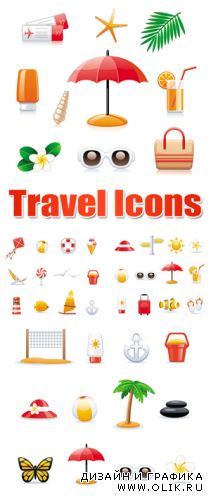 Travel & Tropical Resort Icons Vector