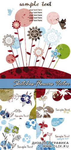 Sketches Flowers Vector