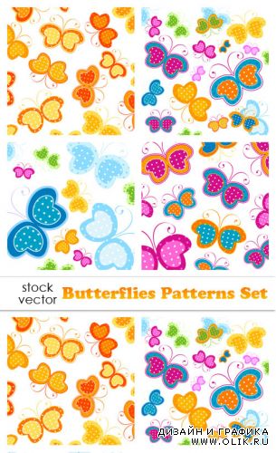 Векторный клипарт - Butterflies Patterns Set