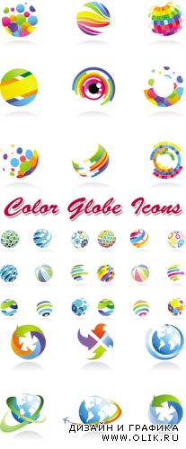 Color Globe Icons Vector
