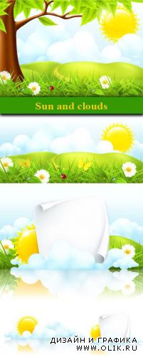 Sun and clouds, vector | Облака и солнце, вектор
