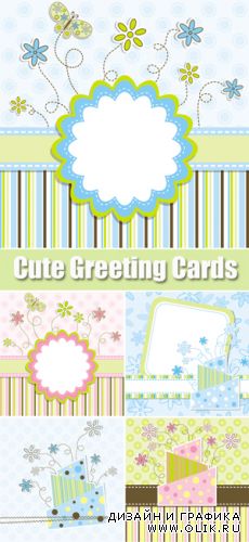 Cute Greeting Cards Vector