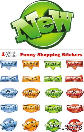 Funny Sale Stickers Vector