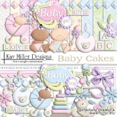 Большой детский скрап-набор Babycakes от Kay Miller Designs.