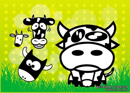 Cows Cartoons Vector