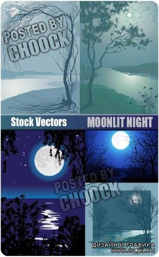 Векторный клипарт: Лунная ночь | Moonlit night