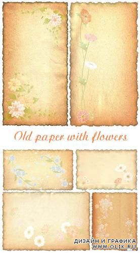 Старая бумага с цветами - фоны