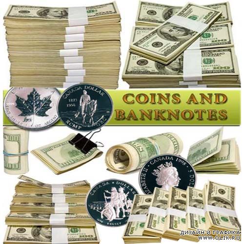 Клипарт -   Монеты и банкноты  / Klipart - Coins and banknotes