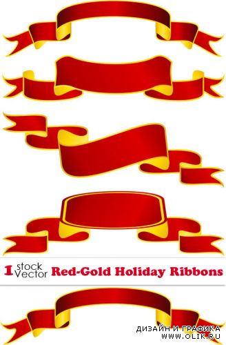 Red-Gold Holiday Ribbons Vector