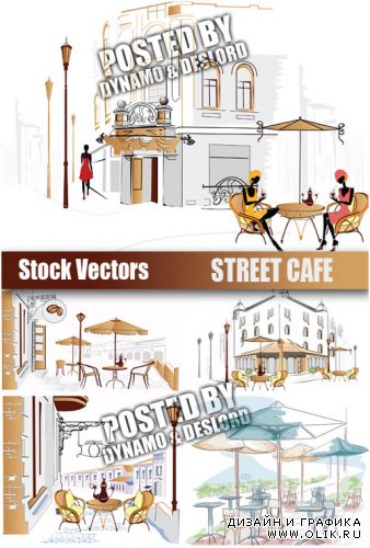 Уличное кафе - векторный клипарт