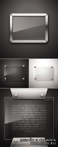 Metal Backgrounds with Glass Frame Vector