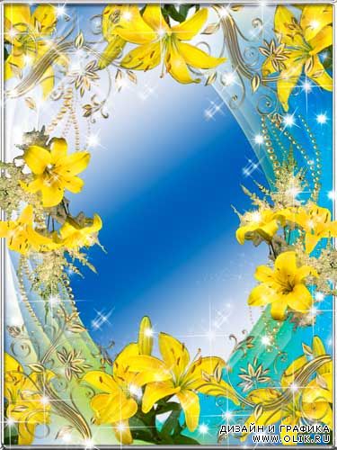 Рамка для фото - Желтые лилии