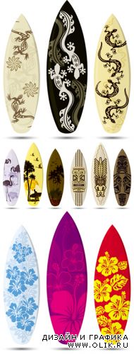 Color Surfboards Vector