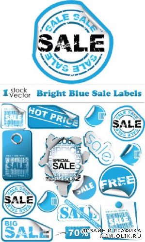 Bright Blue Sale Labels Vector