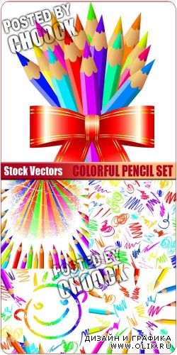 Векторный клипарт: Коллекция цветных карандашей | Colorful pencil set