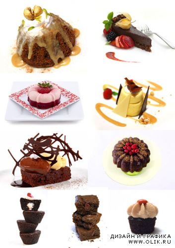Desserts - Десерты на белом фоне
