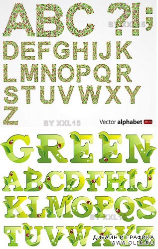 Green floral alphabet