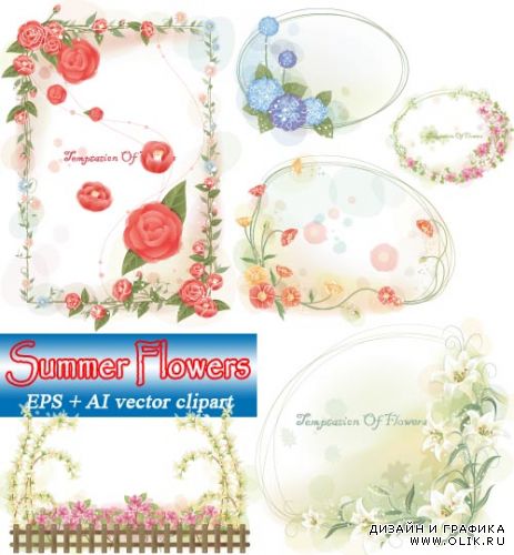 Цветочные кластеры | Summer Flowers (vector frames)