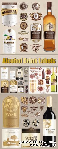 Alcohol Drinks Labels Vector
