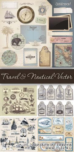 Vintage Travel & Nautical Elements Vector