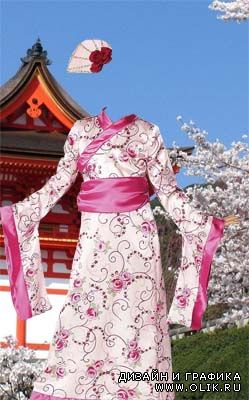 Шаблон для фотошопа "Девочка в кимоно"