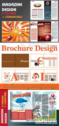 Brochure and magazine layout design vector