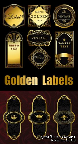 Golden Vintage Labels Vector